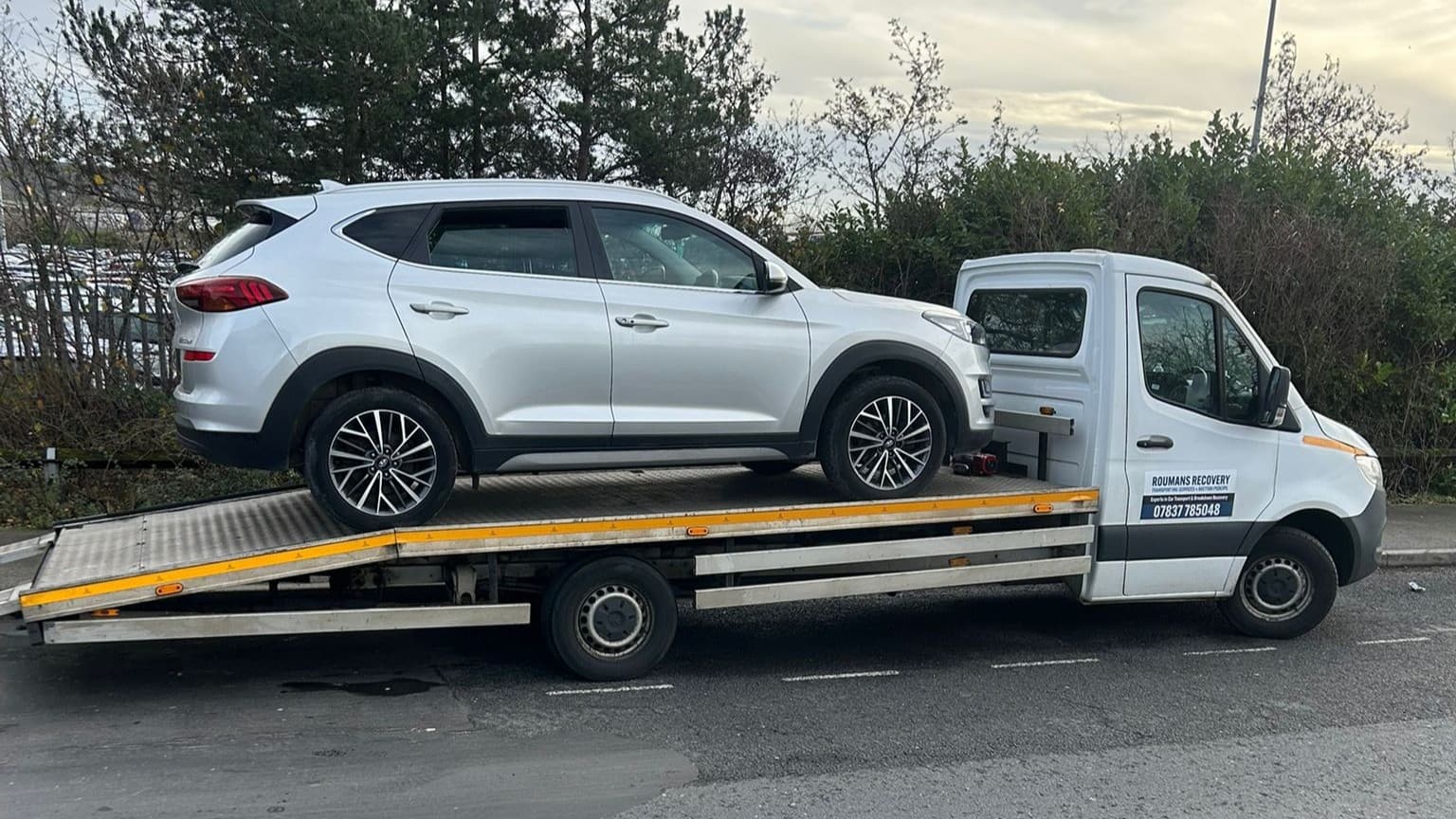 Car being towed